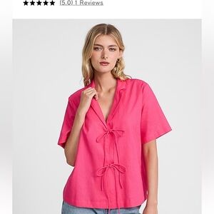 NWT Express tie front linen-blend shirt